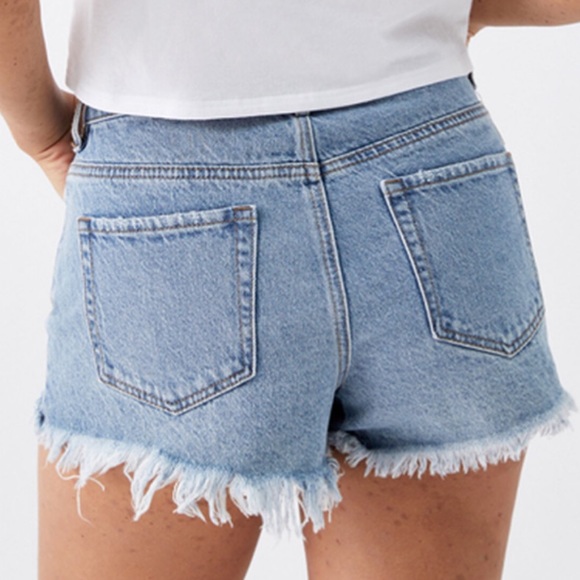 PacSun Blue High Waisted Denim Festival Shorts - Picture 6 of 7
